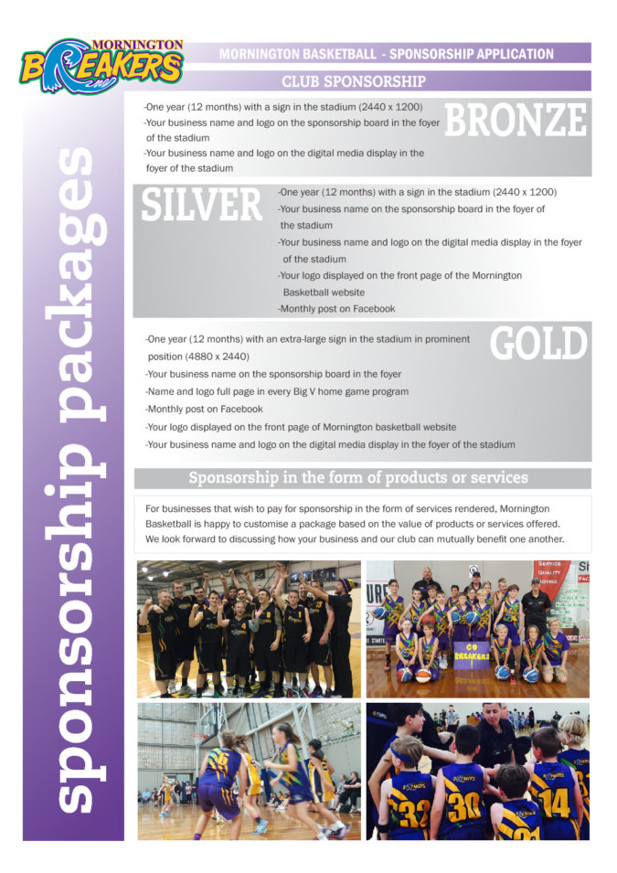 Click here to view sponsorship packages Mornington District